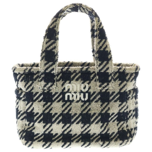 Miu Miu Check 2-Way Handbag Black White