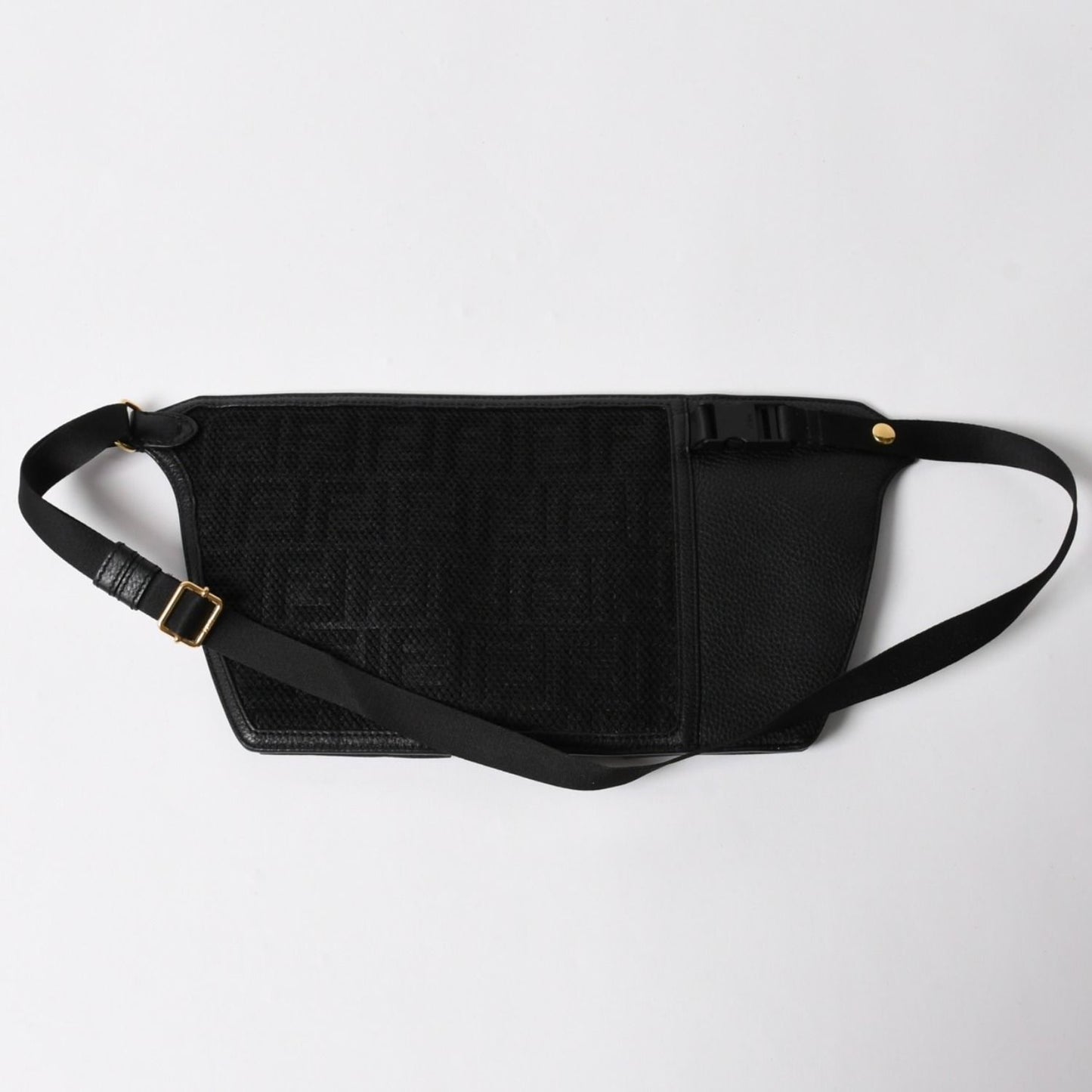 Fendi Belt Bag Back Zucca Pattern Nylon Leather Black Gold — view 2
