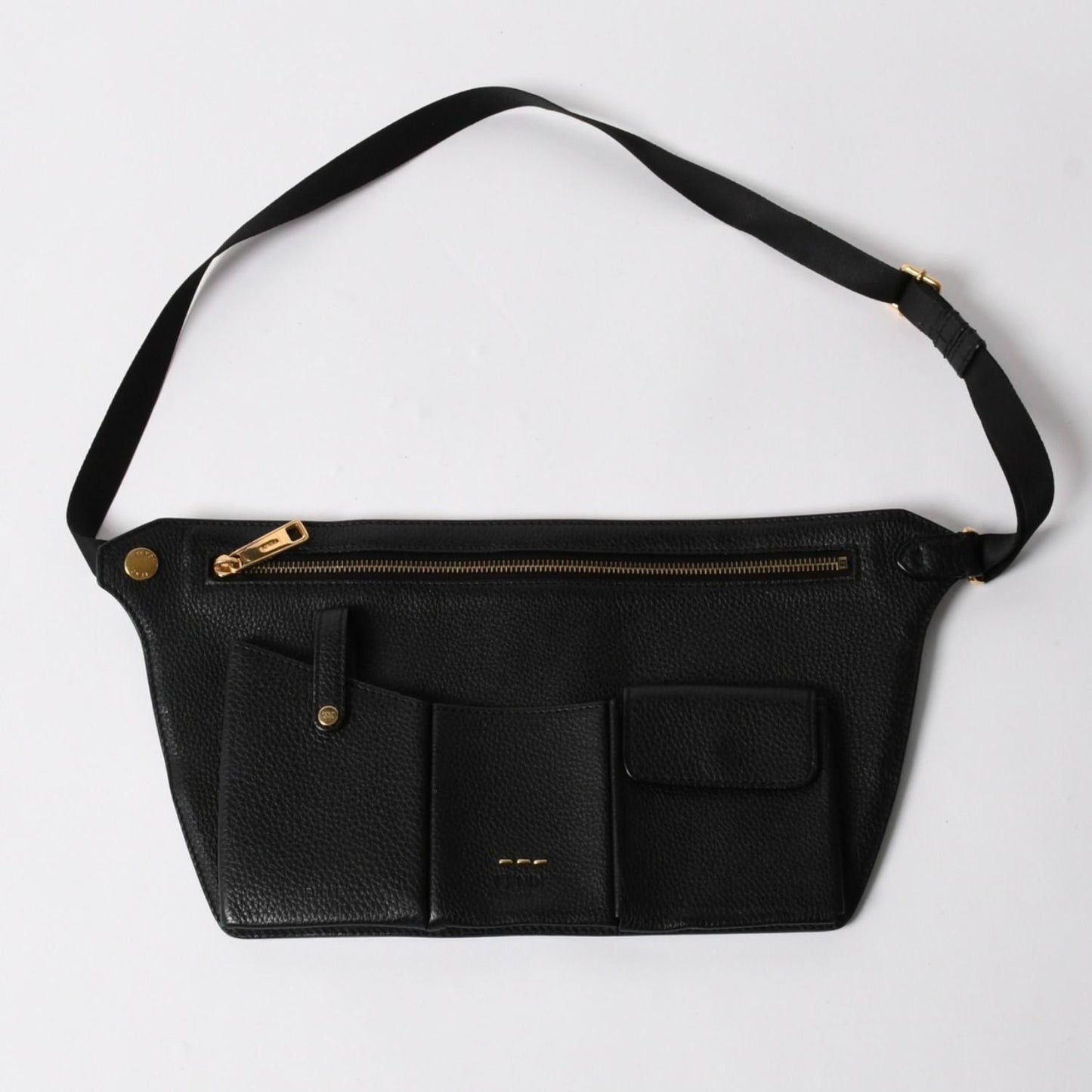 Fendi Belt Bag Back Zucca Pattern Nylon Leather Black Gold