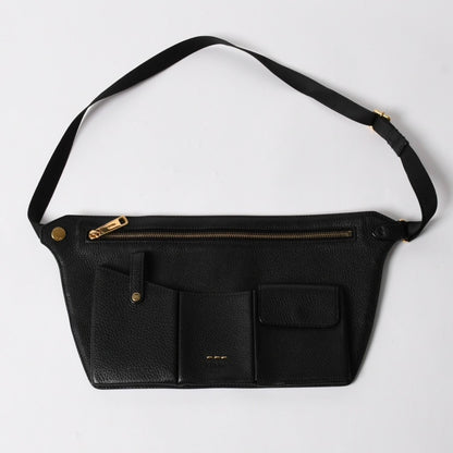 Fendi Belt Bag Back Zucca Pattern Nylon Leather Black Gold
