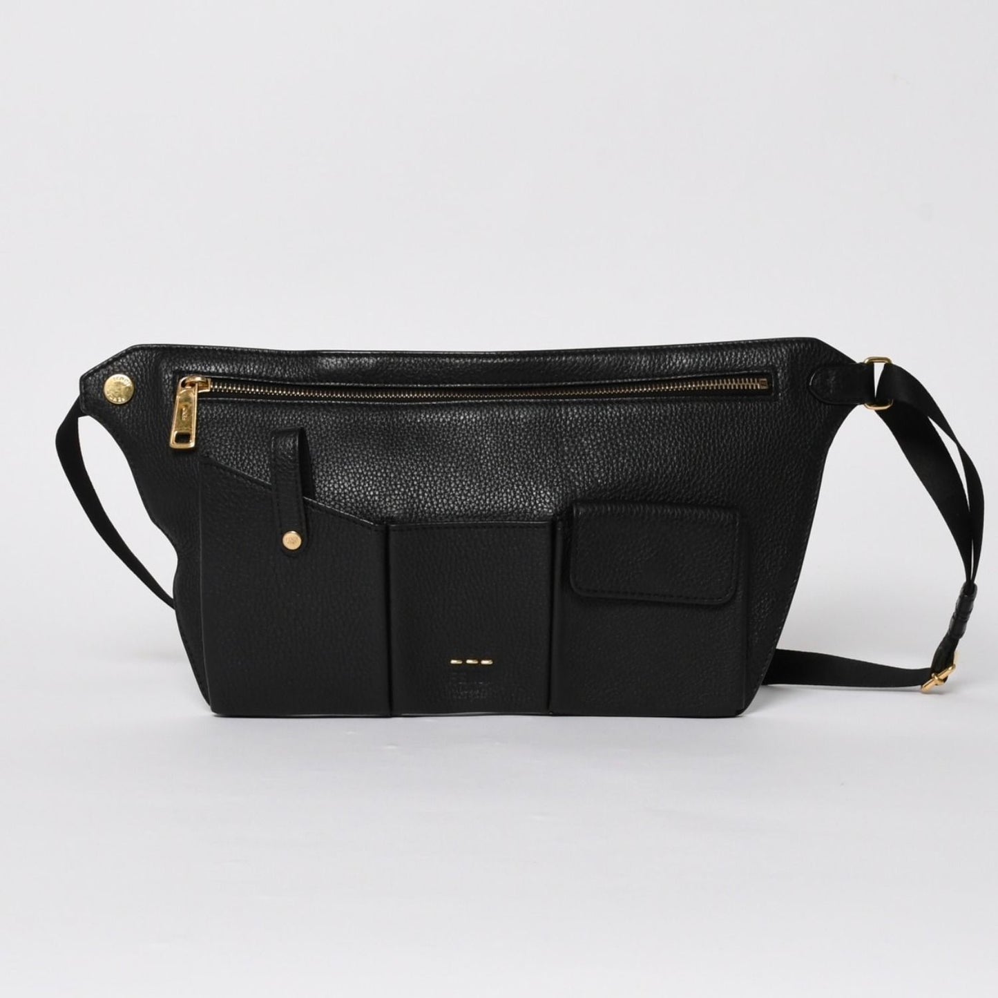 Fendi Belt Bag Back Zucca Pattern Nylon Leather Black Gold — view 3