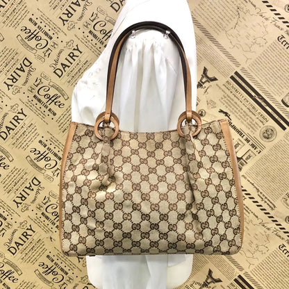 Gucci GG Canvas Tote Business Everyday Leather Brown — view 2