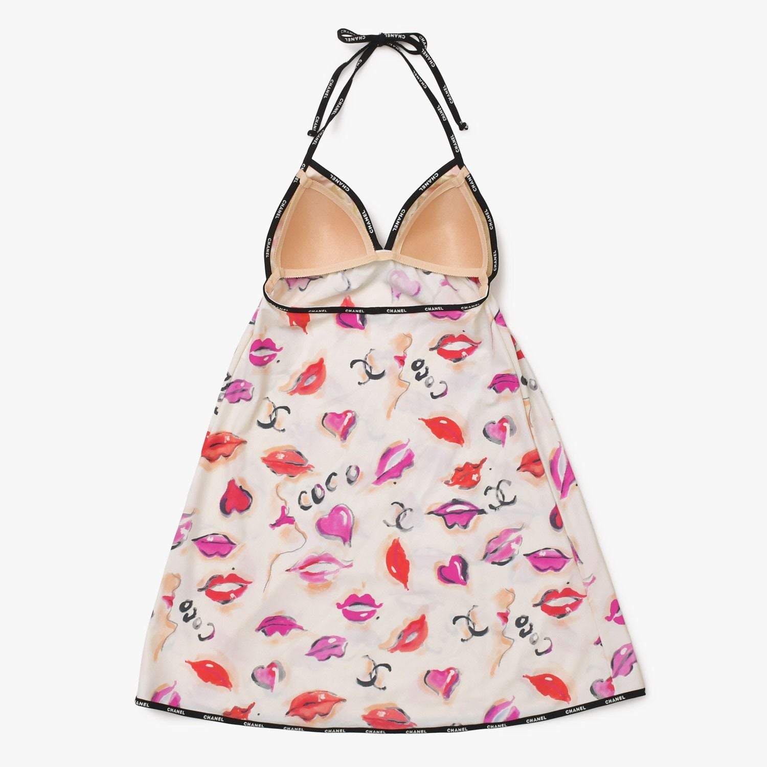 Chanel Maillot Dress CC Logo Lip All Over Print Spandex Nylon 4 40 — view 2