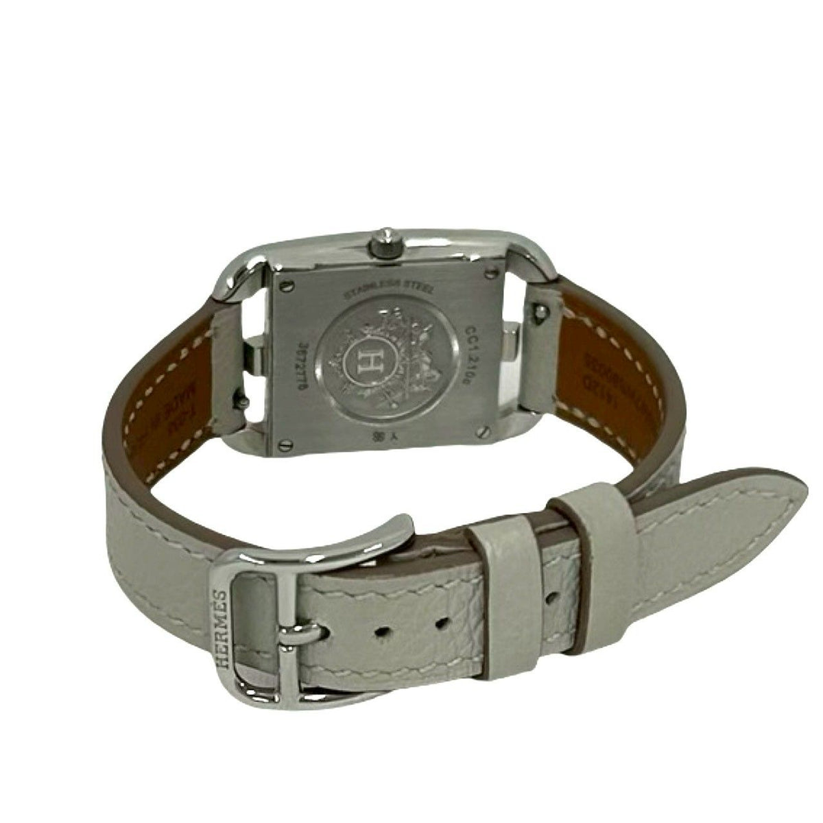 Hermes Cape Cod PM 31 Stainless Steel Veau Swift Diamond Watch Gray — view 8