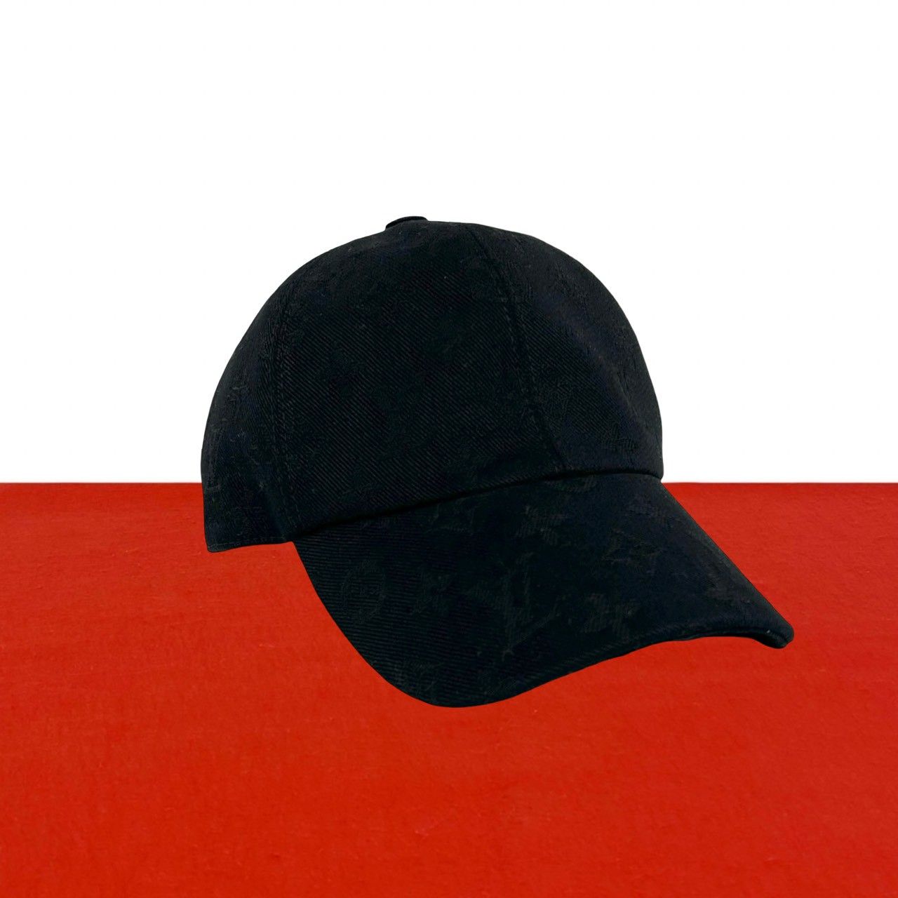 Louis Vuitton Monogram LV Logo Canvas Leather Cap Black