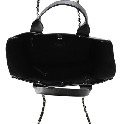 Chanel Tote Bag Deauville Shopping CC Logo Studs Caviar Leather 2-Way Black — view 6