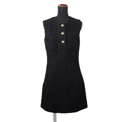 Chanel Dress Tweed 36 Black