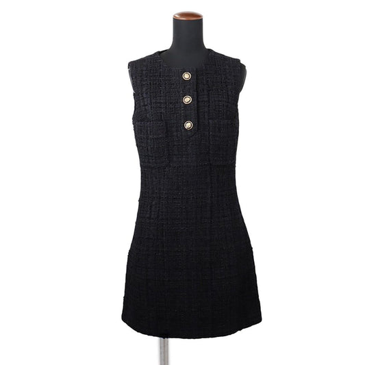 Chanel Dress Tweed 36 Black
