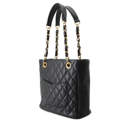 Chanel Tote Bag Quilted CC Logo Petite Shopping PST Black — view 2