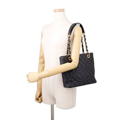 Chanel Tote Bag Quilted CC Logo Petite Shopping PST Black — view 4
