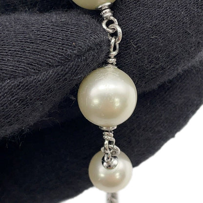 Chanel Necklace CC Logo Ribbon Motif Rhinestone Faux Pearl 08 — view 8