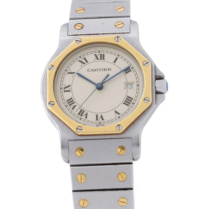 Cartier Santos Octagon LM Watch Ivory Dial Vintage