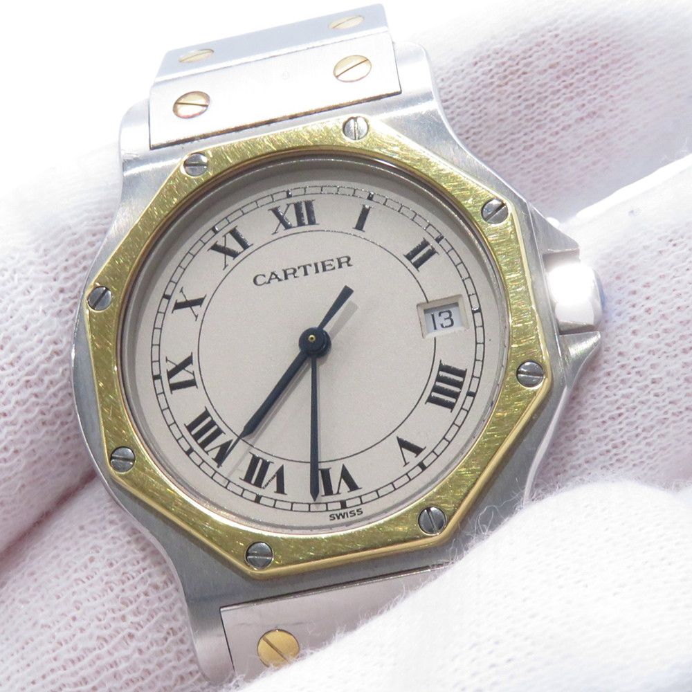 Cartier Santos Octagon LM Watch Ivory Dial Vintage — view 4