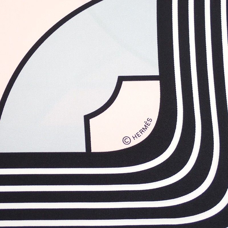 Hermes Carre 90 Anamorphee Scarf Silk Black White Pink Multicolor Sport — view 5