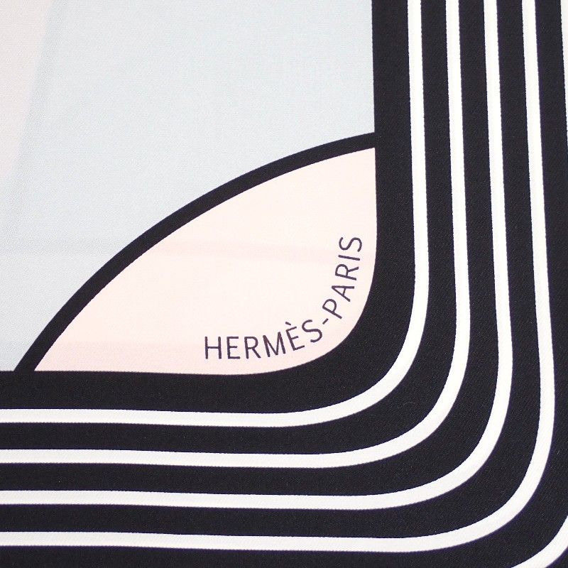 Hermes Carre 90 Anamorphee Scarf Silk Black White Pink Multicolor Sport — view 4