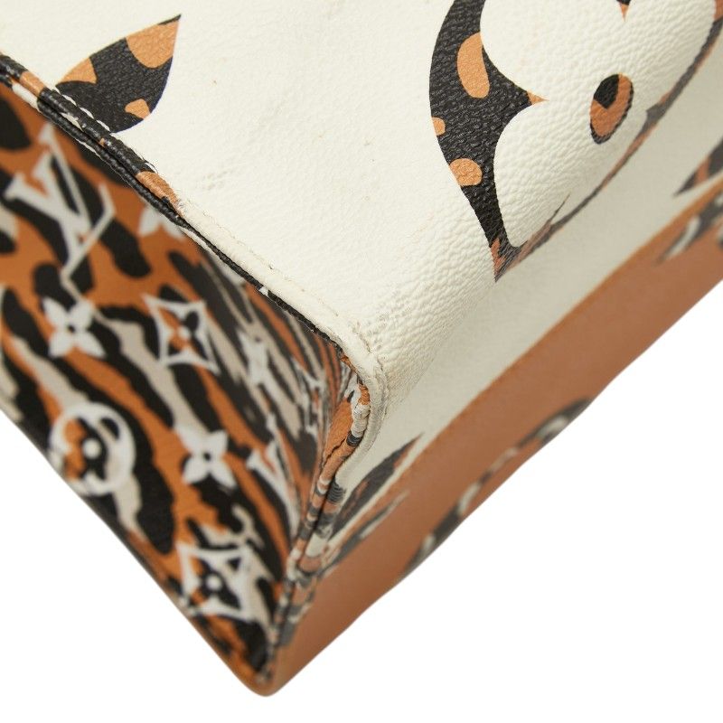 Louis Vuitton Monogram Jungle On The Go GM Tote Ivory Orange Leather — view 5