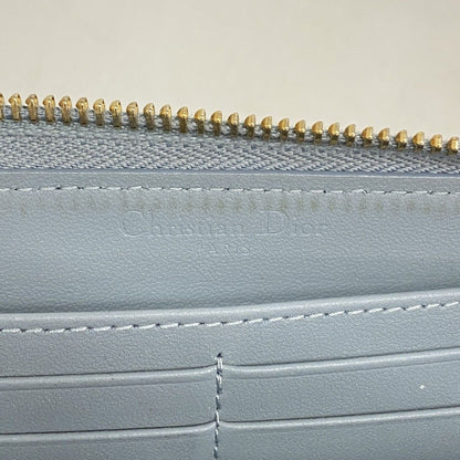 Dior Wallet Cannage Leather Light Blue Champagne Gold — view 4