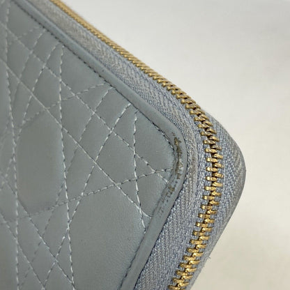 Dior Wallet Cannage Leather Light Blue Champagne Gold — view 6