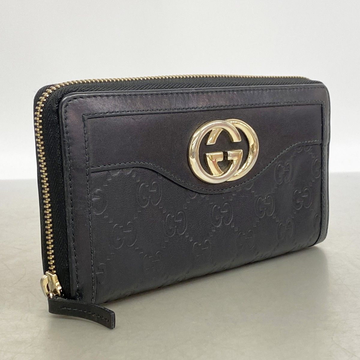 Gucci Wallet Guccissima Interlocking Leather Black Gold — view 2