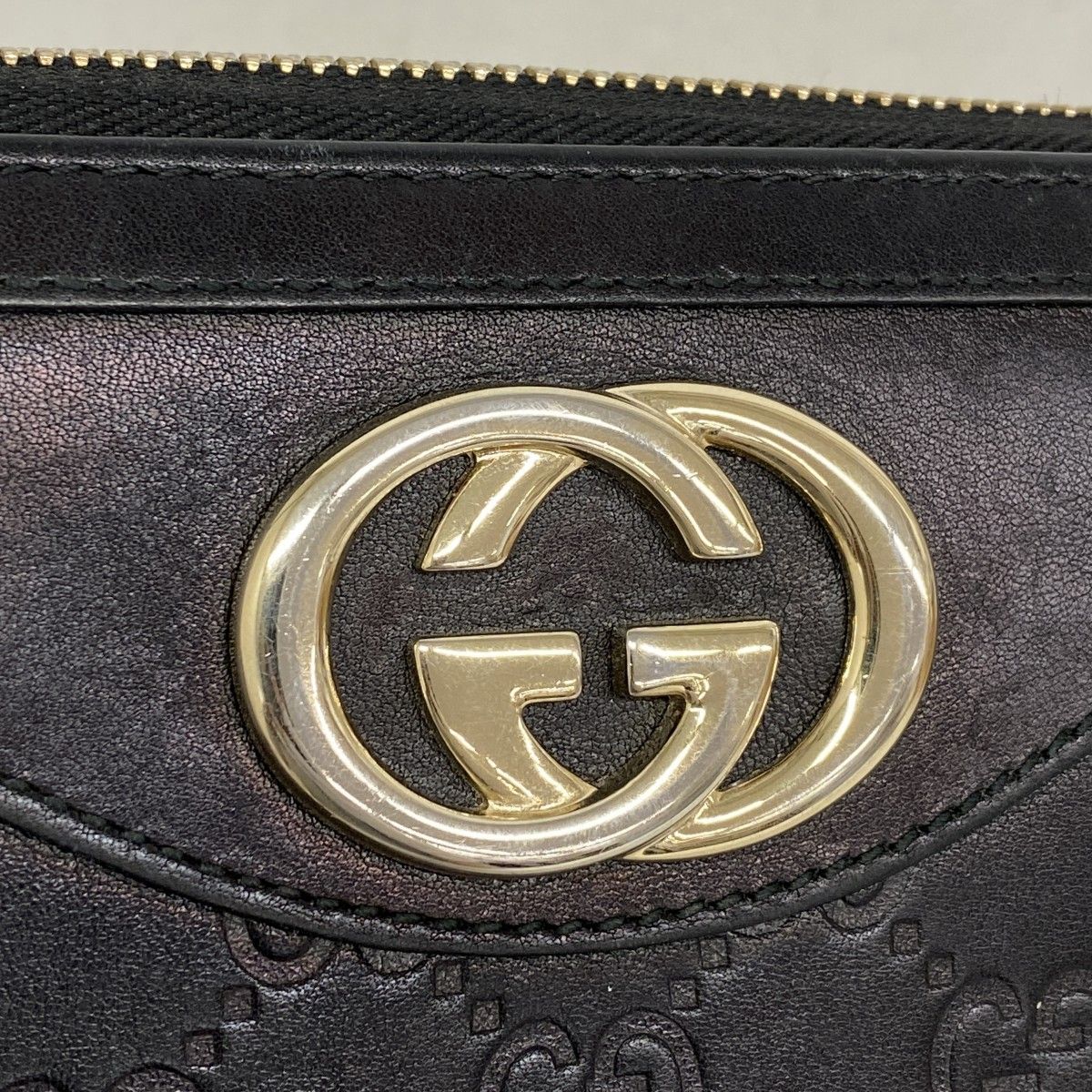 Gucci Wallet Guccissima Interlocking Leather Black Gold — view 7