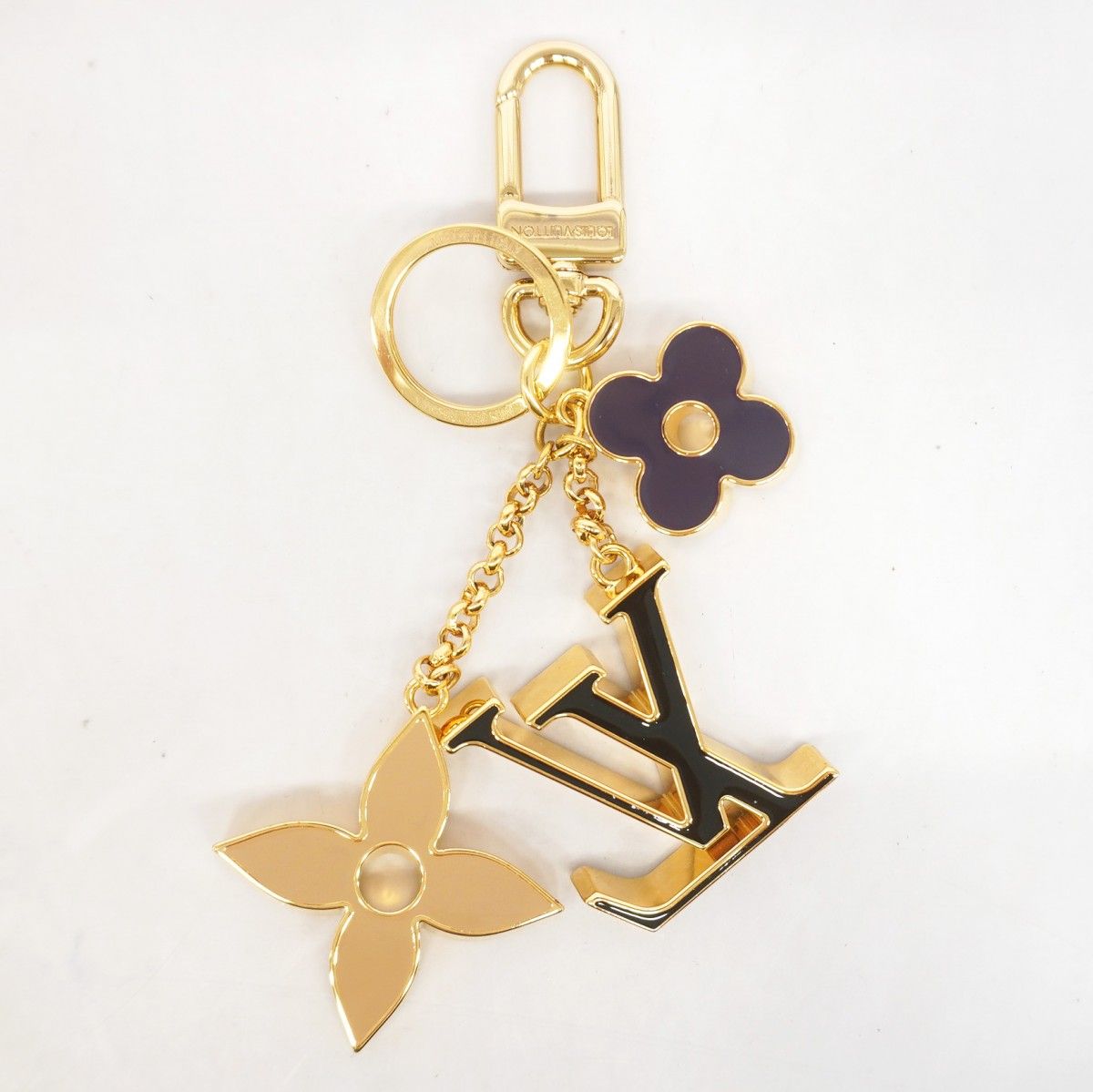 Louis Vuitton Key Holder Charm Fleur de Monogram Multicolor Black Beige — view 4