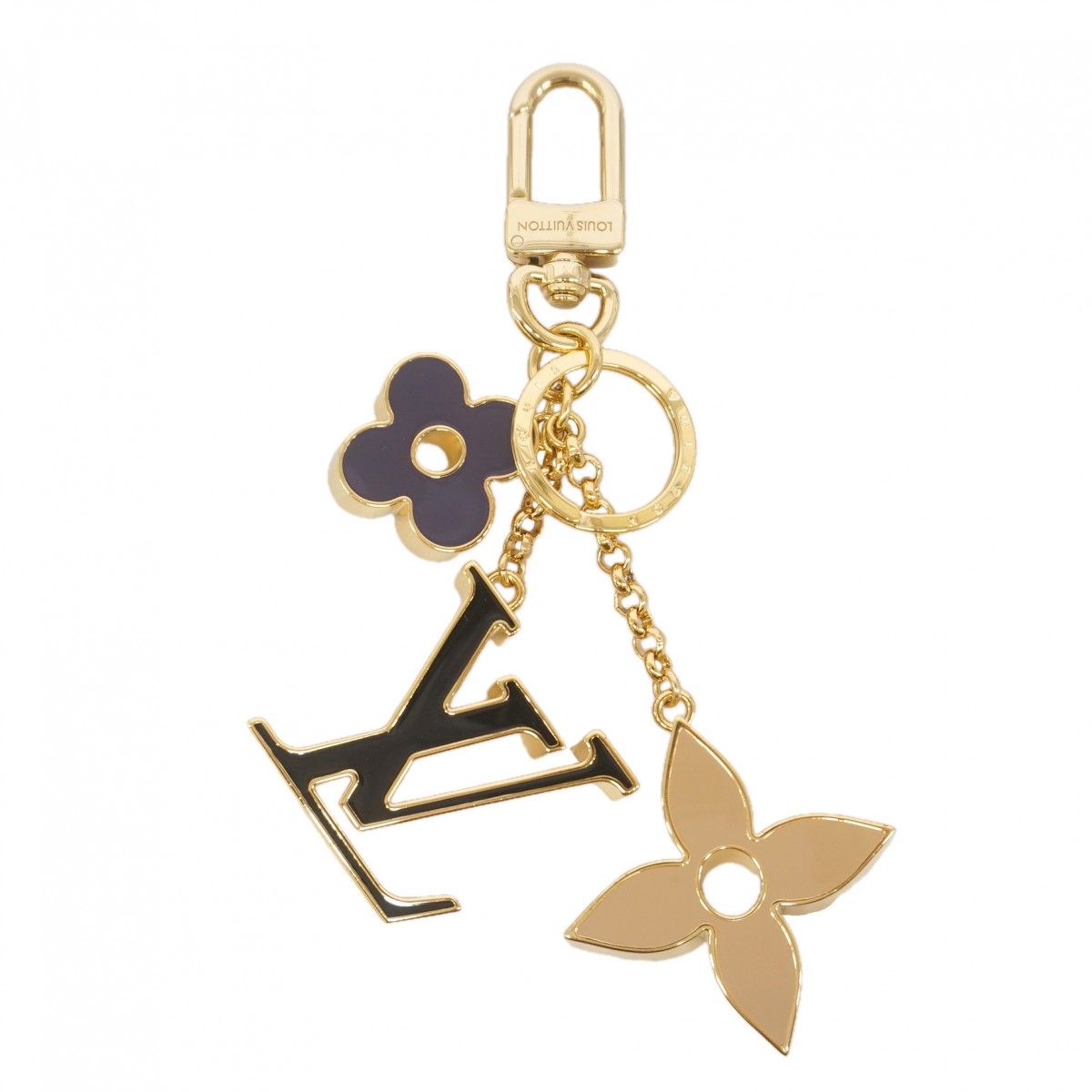 Louis Vuitton Key Holder Charm Fleur de Monogram Multicolor Black Beige