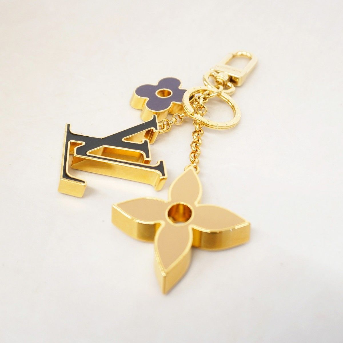 Louis Vuitton Key Holder Charm Fleur de Monogram Multicolor Black Beige — view 2
