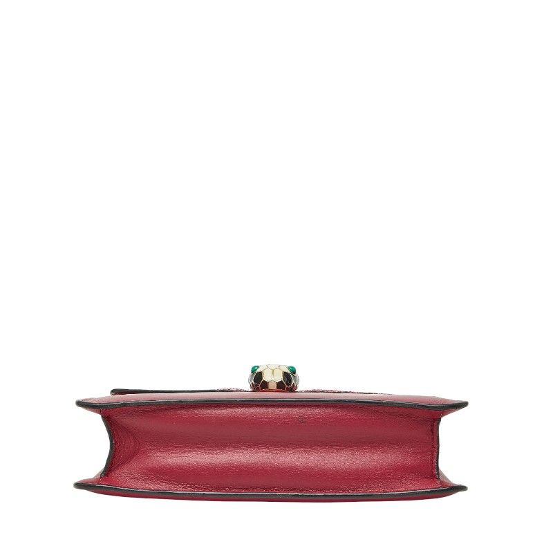 Bvlgari Serpenti Chain Shoulder Bag Red Pink Leather Sting Gray — view 3