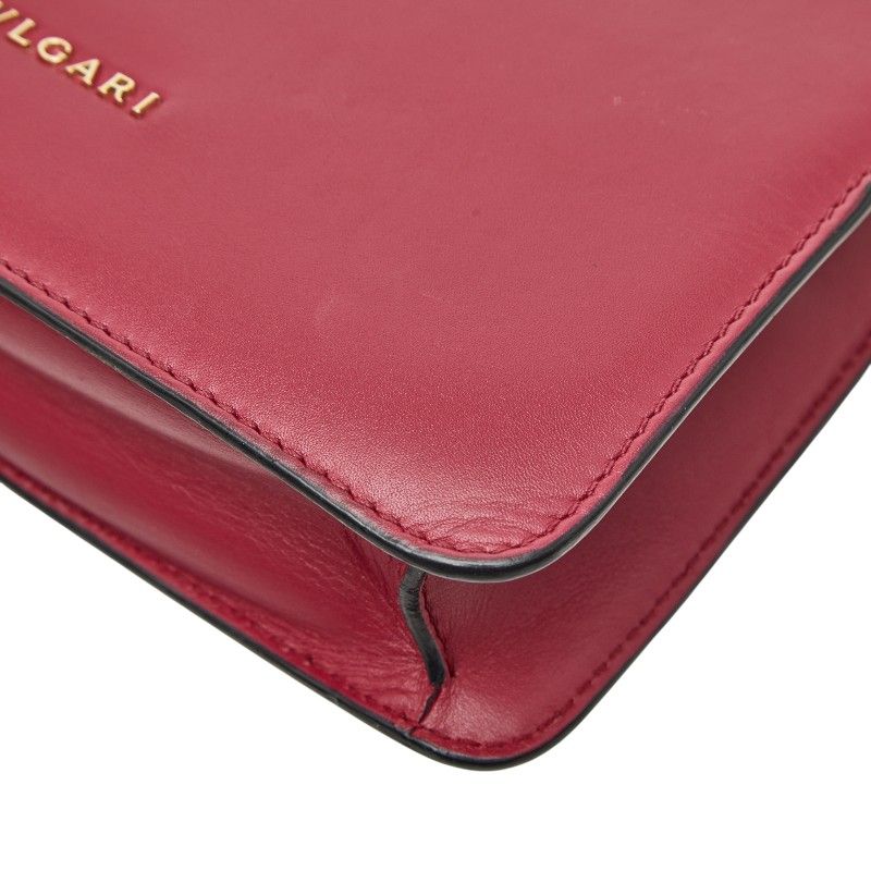 Bvlgari Serpenti Chain Shoulder Bag Red Pink Leather Sting Gray — view 6