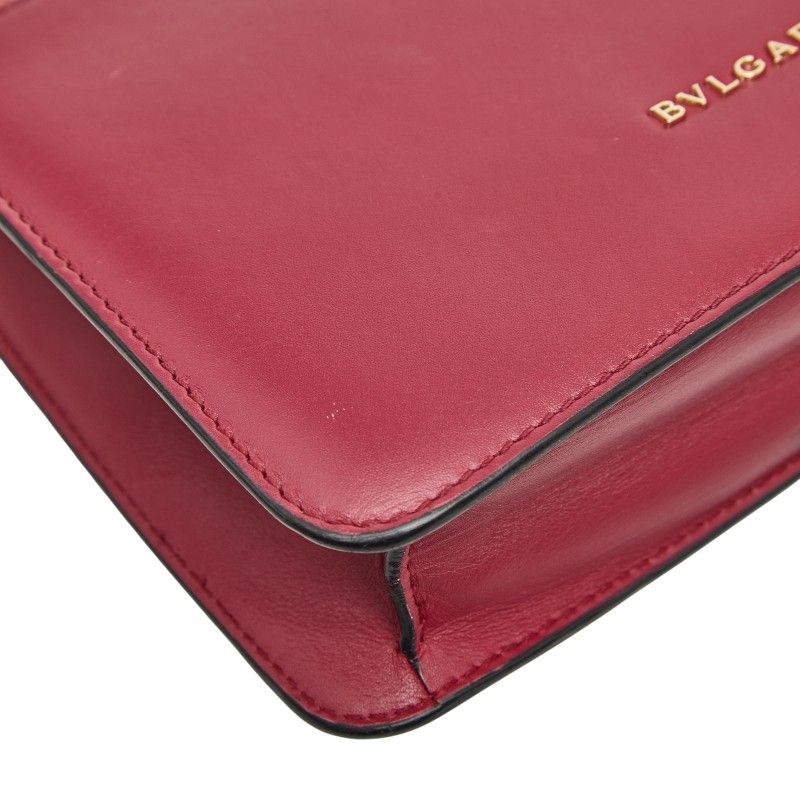 Bvlgari Serpenti Chain Shoulder Bag Red Pink Leather Sting Gray — view 7