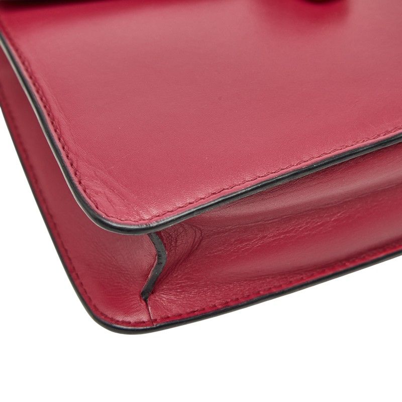 Bvlgari Serpenti Chain Shoulder Bag Red Pink Leather Sting Gray — view 5