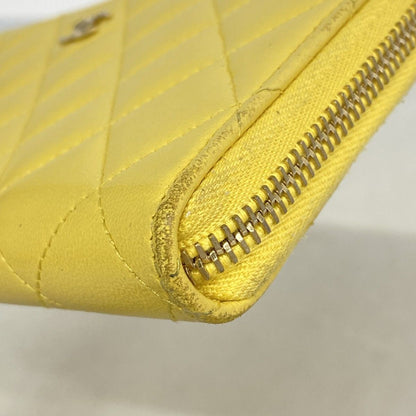 Chanel Wallet Quilted Lambskin Yellow Champagne Gold — view 5