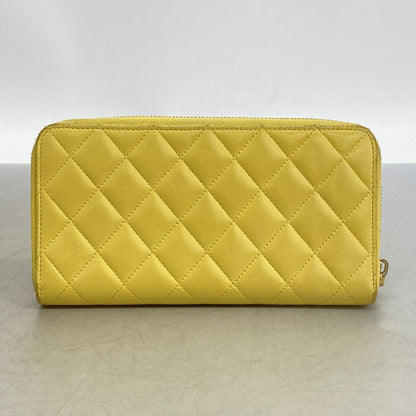 Chanel Wallet Quilted Lambskin Yellow Champagne Gold — view 8