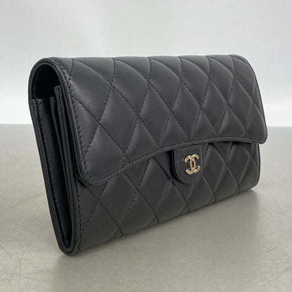 Chanel Wallet Quilted Lambskin Black Silver — view 2