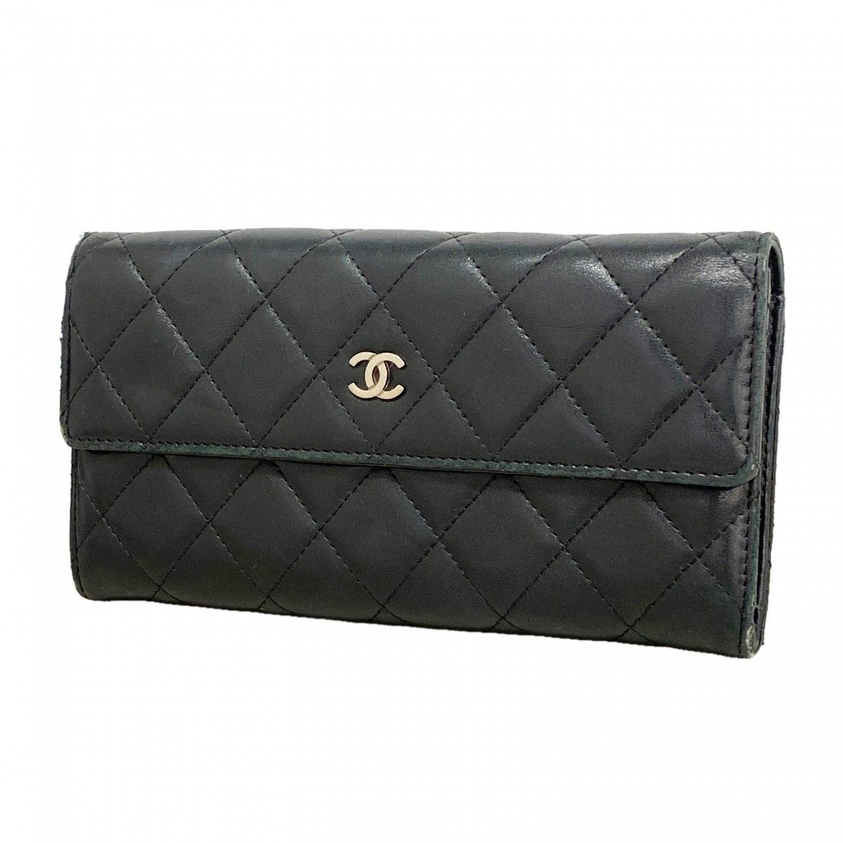 Louis Vuitton Wallet Matelasse Lambskin Black Silver