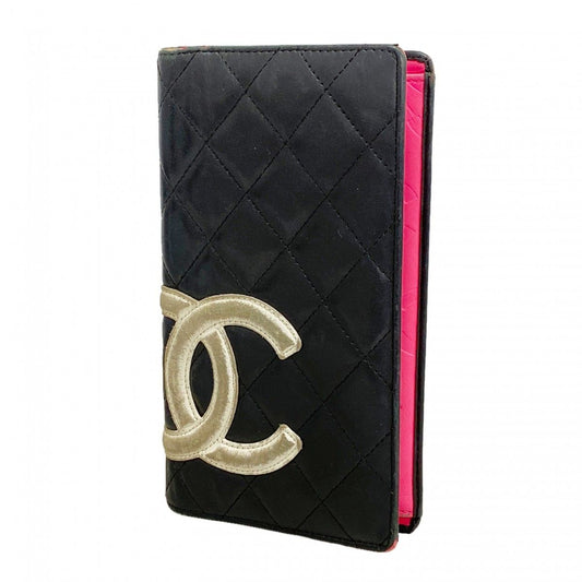 Chanel Wallet Cambon Lambskin Black White Silver