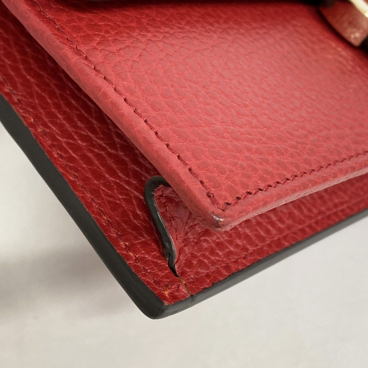 Gucci Shoulder Wallet Interlocking Leather Red Gold — view 6