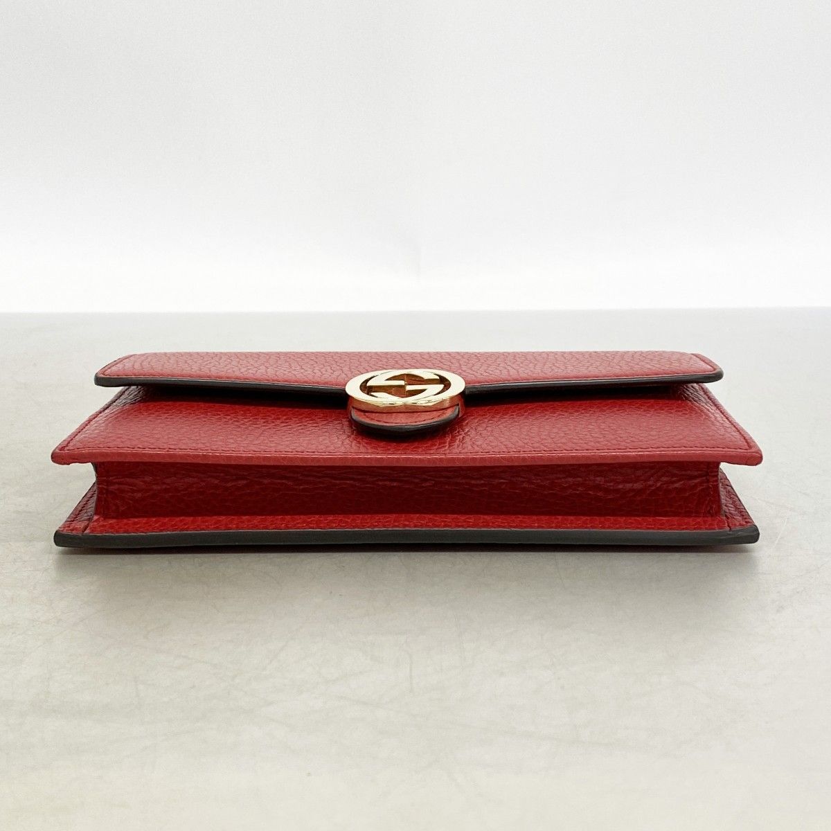 Gucci Shoulder Wallet Interlocking Leather Red Gold — view 3