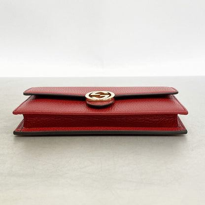 Gucci Shoulder Wallet Interlocking Leather Red Gold — view 3