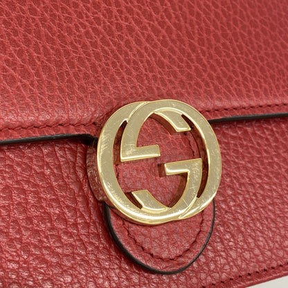 Gucci Shoulder Wallet Interlocking Leather Red Gold — view 8