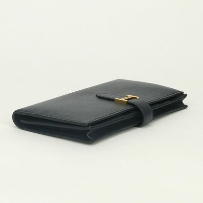 Hermes Bearn Souffle Wallet Epsom Blue Bleu Nuit Navy Gold Veau — view 4