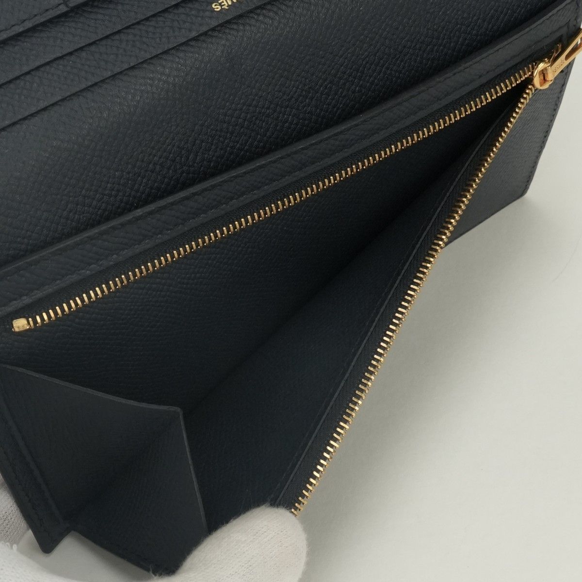 Hermes Bearn Souffle Wallet Epsom Blue Bleu Nuit Navy Gold Veau — view 8