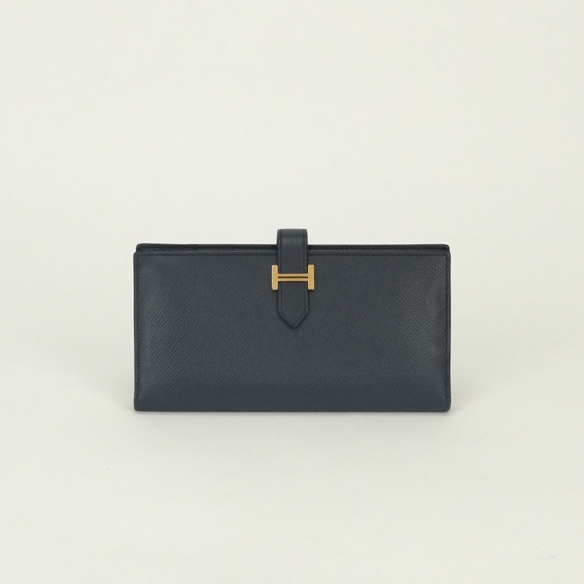 Hermes Bearn Souffle Wallet Epsom Blue Bleu Nuit Navy Gold Veau
