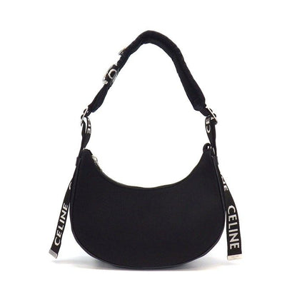 Celine Shoulder Bag Ava Trekking Black Canvas Silver