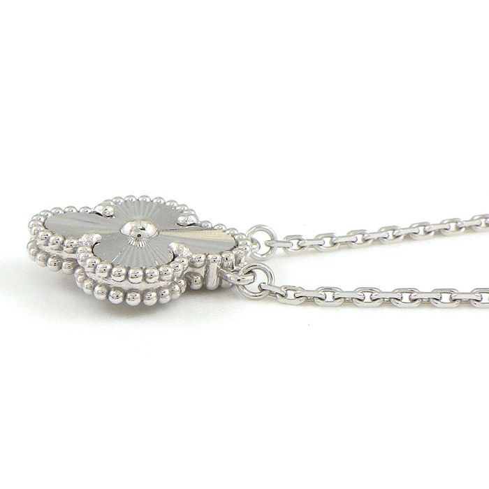Van Cleef & Arpels Necklace Vintage Alhambra Guilloche 18K White Gold Box Paper — view 2
