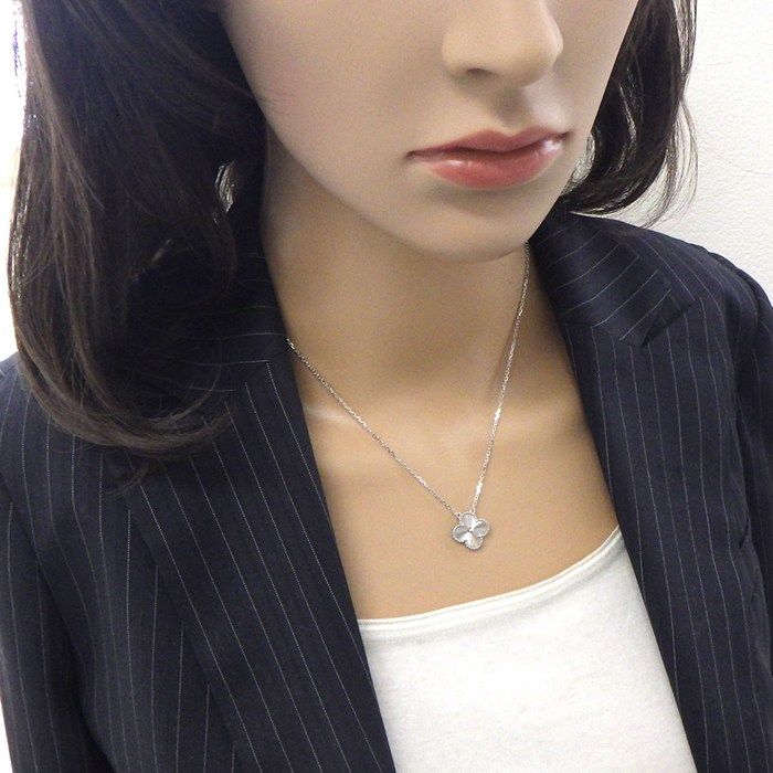 Van Cleef & Arpels Necklace Vintage Alhambra Guilloche 18K White Gold Box Paper — view 7