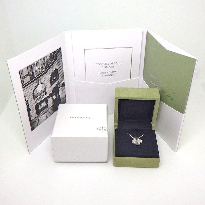 Van Cleef & Arpels Necklace Vintage Alhambra Guilloche 18K White Gold Box Paper — view 8