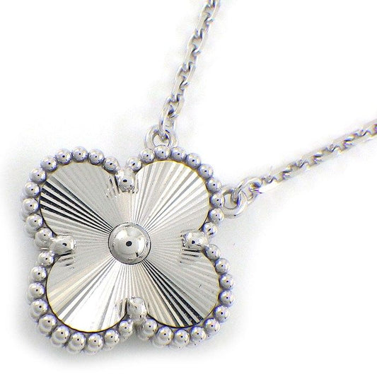 Van Cleef & Arpels Necklace Vintage Alhambra Guilloche 18K White Gold Box Paper