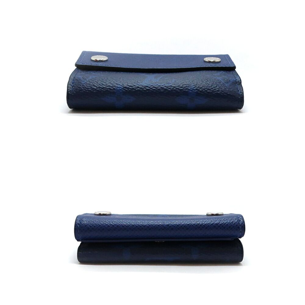 Hermes Ten Discovery Compact Wallet Cobalt Blue Taigarama Mini Trifold — view 7