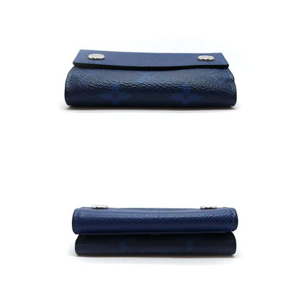 Hermes Ten Discovery Compact Wallet Cobalt Blue Taigarama Mini Trifold — view 7